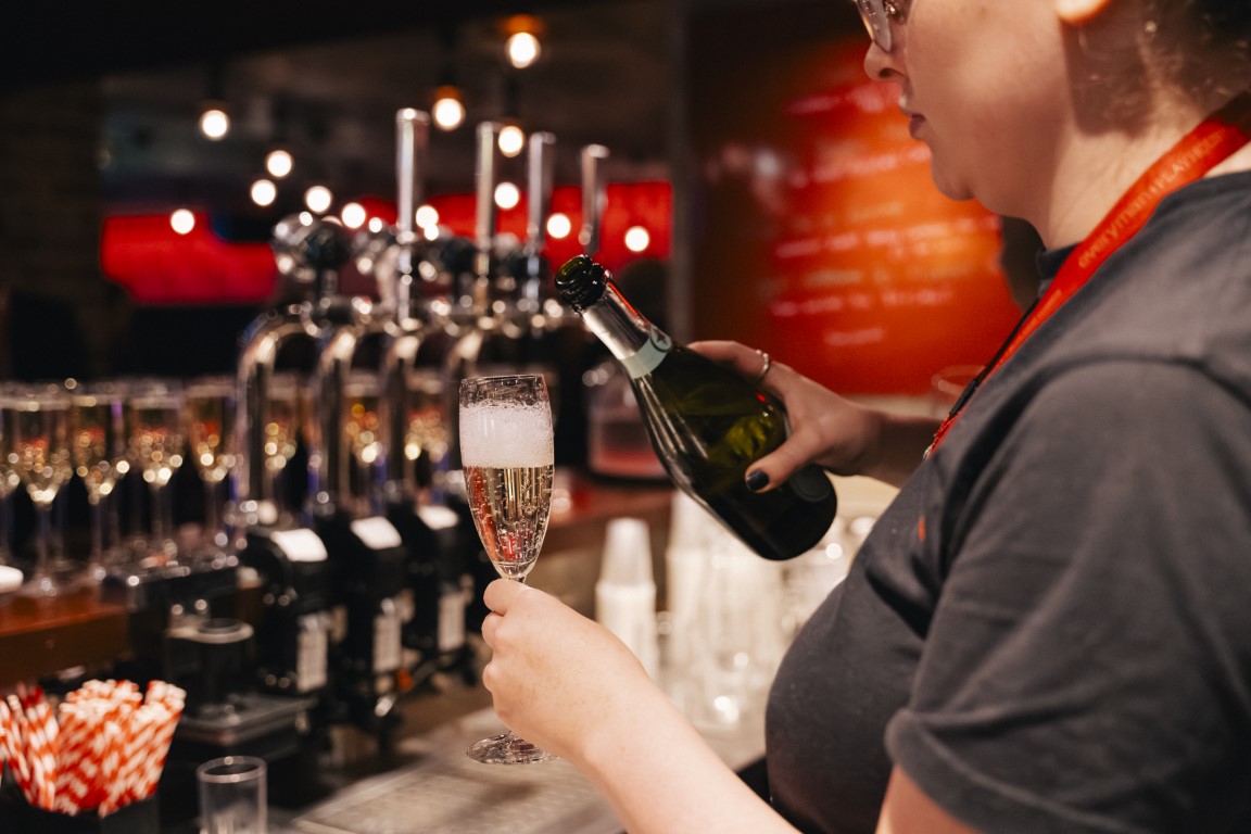 Bar staff preparing for a party Downstairs at the Everyman. Photograph by Kieran Irvine.