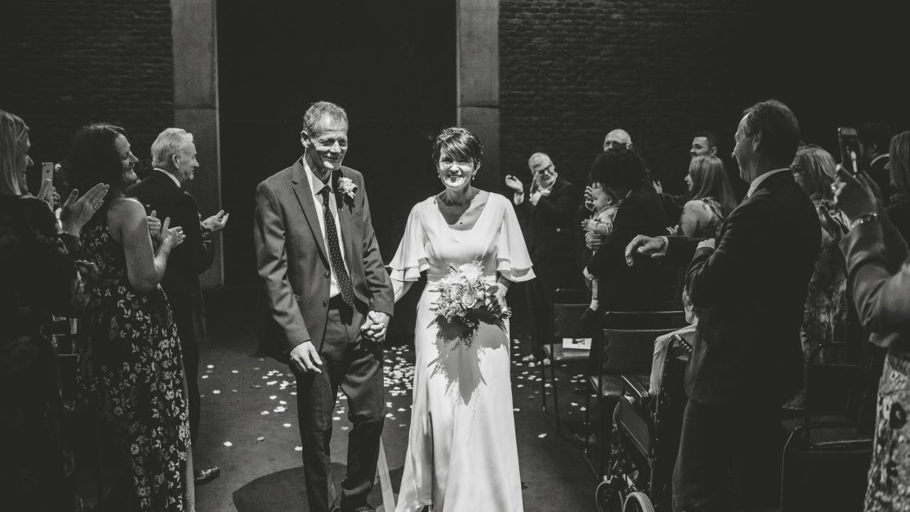 A wedding in the Everyman theatre. Photograph by Emma Hillier.