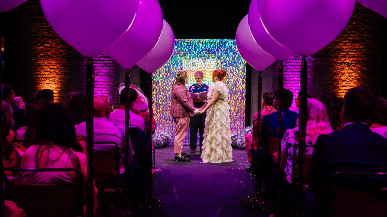 A wedding in the Everyman auditorium.