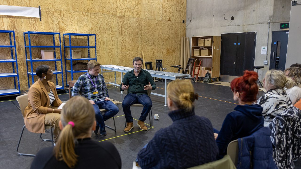 Ngunan Adamu, Shaun Mason and Joe Ward-Munrow at the Everyman Open House 2024. Photograph by Olivia Carroll